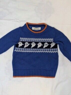 Mini Boden Sweater Toddler 18-24 Months Ghost Fair Isle Knit Wool Blend